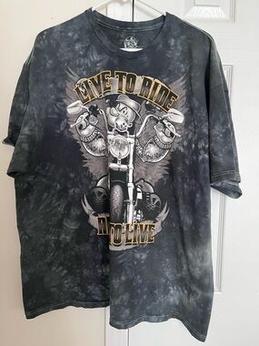 MAD Engine Live To Ride Black Tie-Dye Motorcycle Tee 2XL